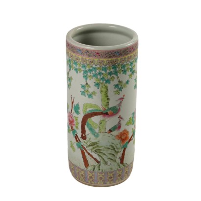 Vase Cylindrique Vintage en Porcelaine Chine des Années 70