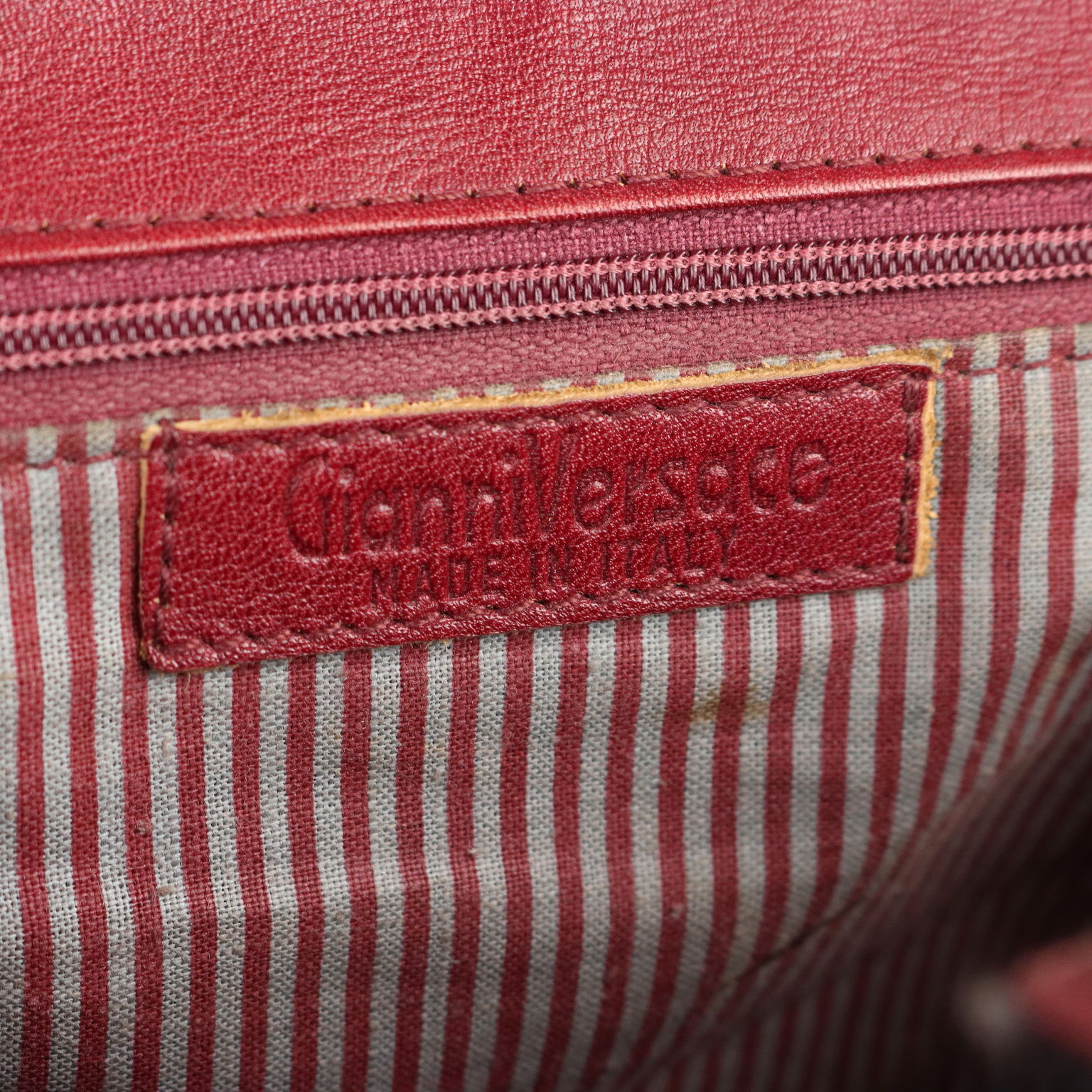 Vintage 1980s Gianni Versace Bag Burgundy Leather Italy