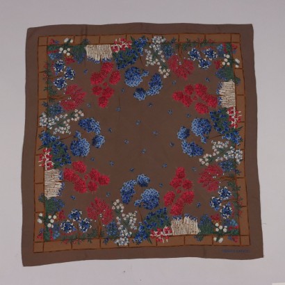 Foulard Capucci Vintage en Soie Couleur Gris avec Fleurs