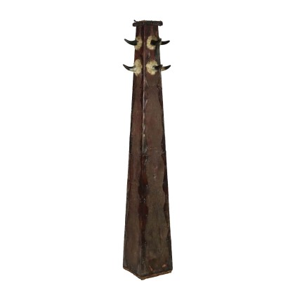 Vintage 1960s-70s Coat Stand Wood Leather Europe