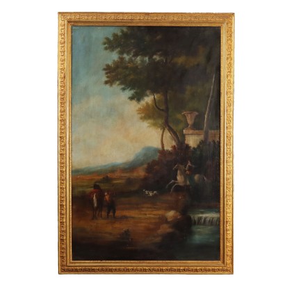 large landscape painting, Large Landscape Painting with Figures 1930