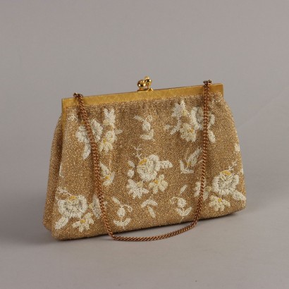 Vintage Gold Evening Bag with Embroidery