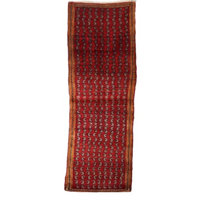 Tapis Asiatique Ancien Coton Laine Noeud Gros 284 x 100 cm