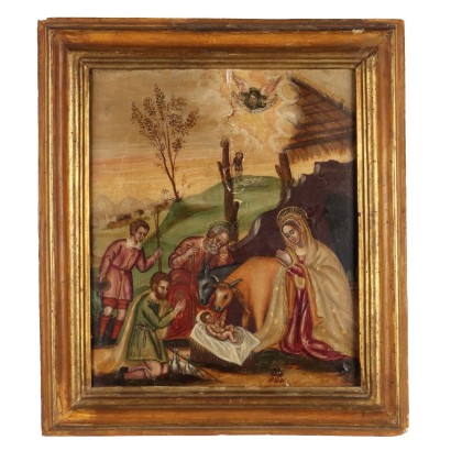 Antique Painting with Religious Subject Tempera on Wooden Board '600
