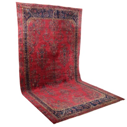 Antique Saruk Carpet Cotton Wool Thin Knot Iran 246 x 142 In