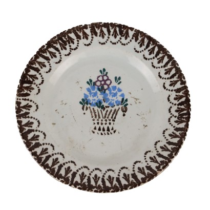 Antiker Teller aus Keramik von Mondovì Italien des XIX Jhs