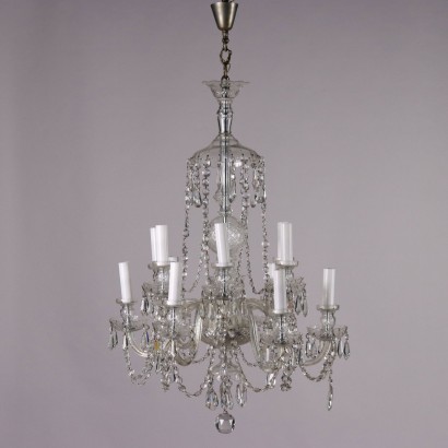 Antique 12-Light Chandelier Glass Italy XX Century