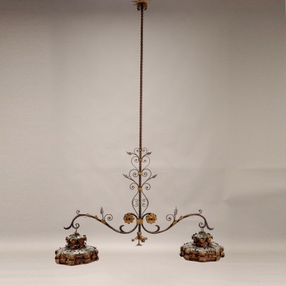 Antique Chandelier Wrought Iron Italy XIX Century