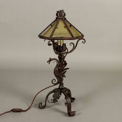 Lampe de Table Ancienne Style Néo-Renaissance Fer '900