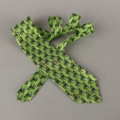 Second Hand Moschino Tie Pure Green Silk Italy