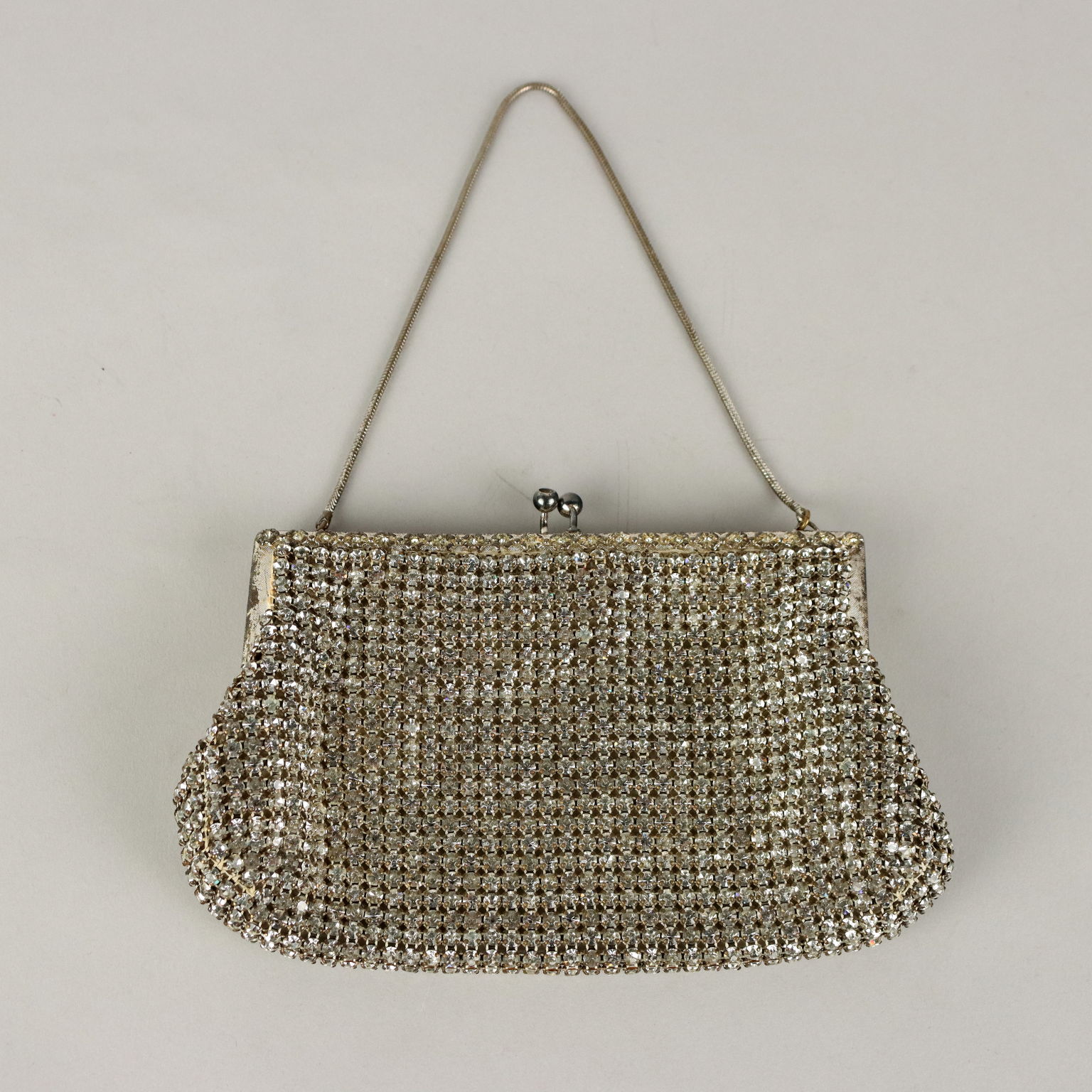 Vintage 1930s 40s Evening Bag with Beads and Metal Decorations