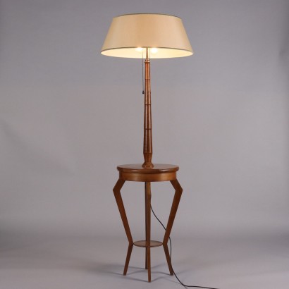 Vintage Lampe mit Couchtisch Buchenholz Italien der 50er Jahre