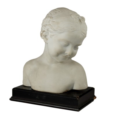 Antique Bust of a Young Dame Marble Italy XIX Century