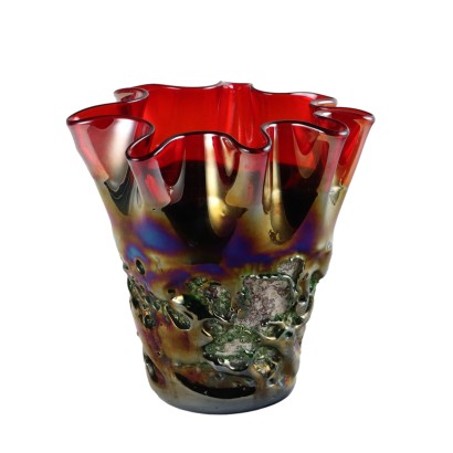 Vintage Vase aus Muranoglas Italien der 80er Jahre