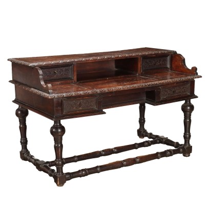 Bureau Ancien en Style Néo-Renaissance Italie XIXe-XXe Siècle