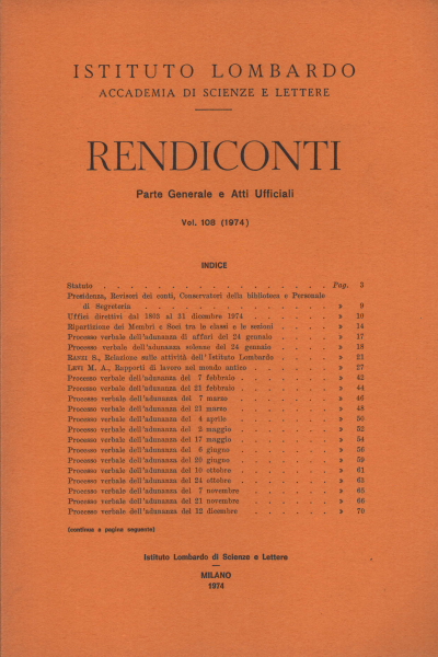 Rendiconti Volume 108 (anno 1974), AA.VV.