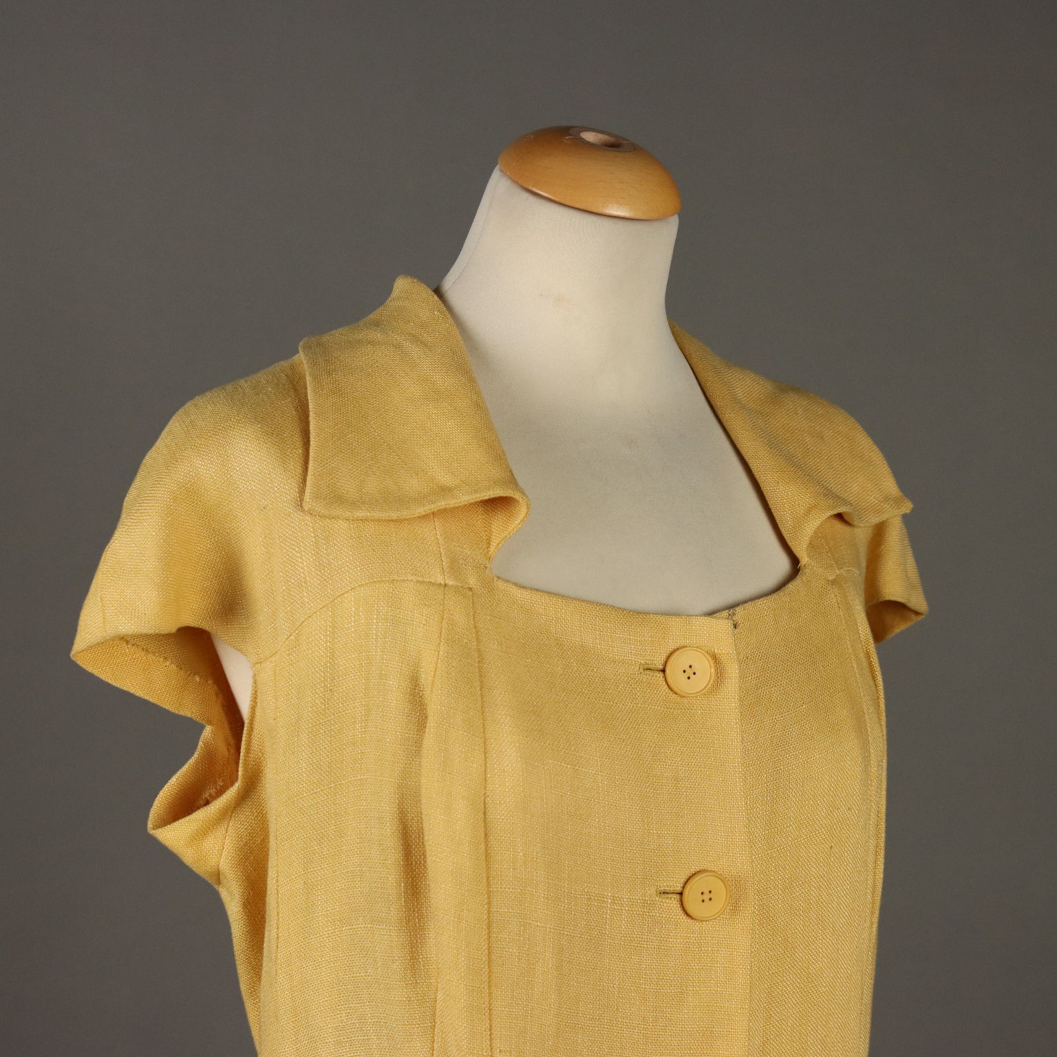 Biki Vintage Dress Yellow Line UK Size 16 Italy 1950s