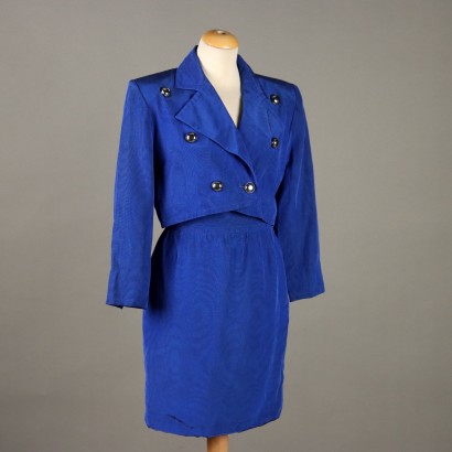 Yves Saint Laurent Traje Vintage Azul Eléctrico Talla S/M