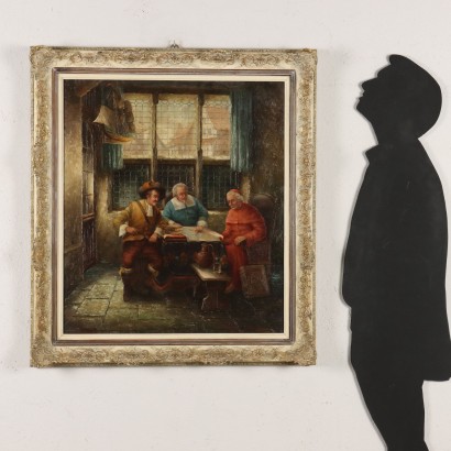 Peinture d'intérieur avec personnages, Scène d'intérieur avec personnages