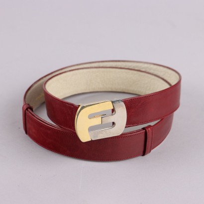 Ferragamo Cinturón Vintage Burdeos Cuero Italia
