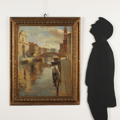Painting by Emil Lindenfeld,Boats on the Canal,Emil Lindenfeld,Emil Lindenfeld,Emil Lindenfeld,Emil Lindenfeld,Emil Lindenfeld