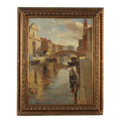 Painting by Emil Lindenfeld,Boats on the Canal,Emil Lindenfeld,Emil Lindenfeld,Emil Lindenfeld,Emil Lindenfeld,Emil Lindenfeld
