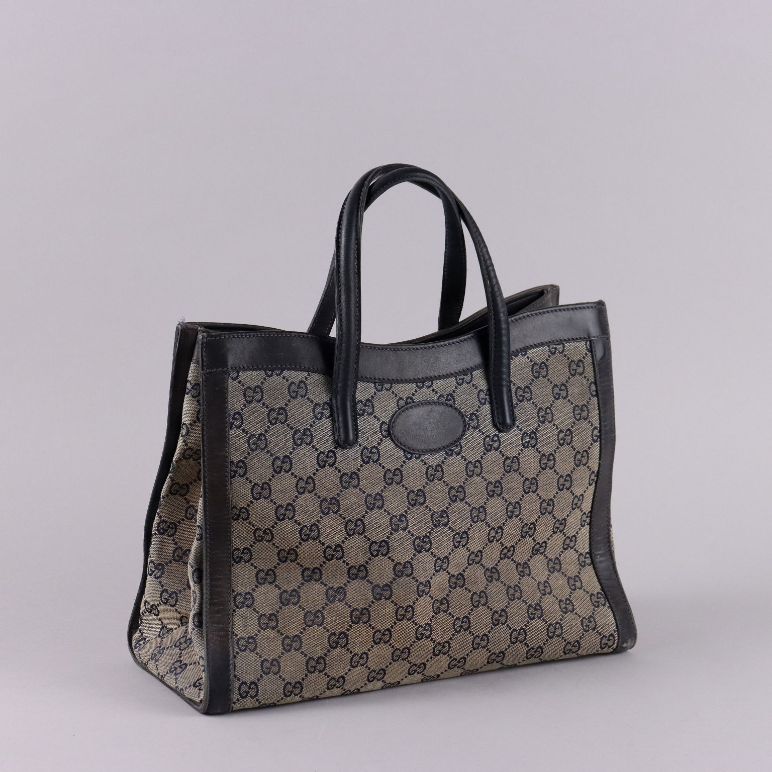 Vintage Gucci Tasche Monogram Leinwand Leder der 50er 60er Jahre