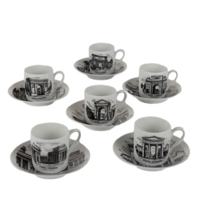 Seis tazas de café Piero Fornasetti,Piero Fornasetti,Piero Fornasetti,Piero Fornasetti,Piero Fornasetti,Piero Fornasetti,Piero Fornasetti