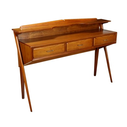 Vintage Console Oak Veneer Brass Italy 1950s