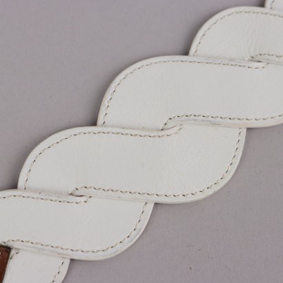 Boucle en cuir blanc vintage Hermes, boucle en cuir blanc vintage Hermes