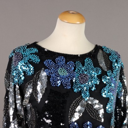 Vintage Pullover mit Blumen bestickt