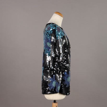 Vintage Pullover mit Blumen bestickt