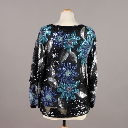 Vintage Pullover mit Blumen bestickt