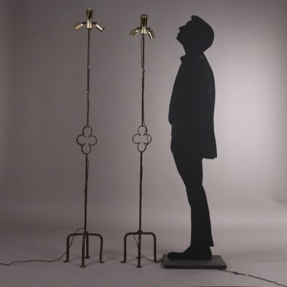 Pair of floor lamps, Pair of wrought iron floor lamps