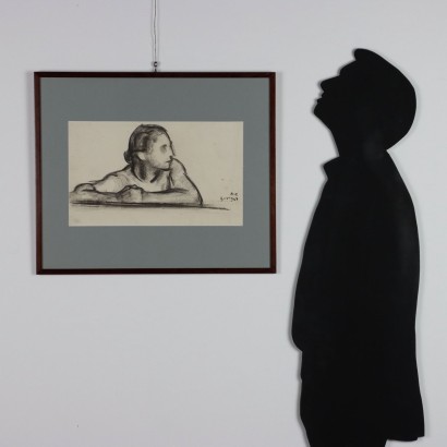 Drawing by Augusto Colombo,Augusto Colombo,Preparatory study of figure,Augusto Colombo ...