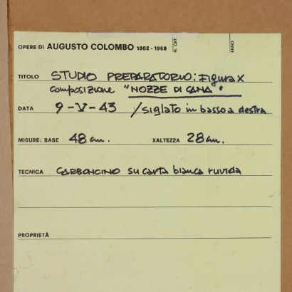 Drawing by Augusto Colombo,Augusto Colombo,Preparatory study of figure,Augusto Colombo ...