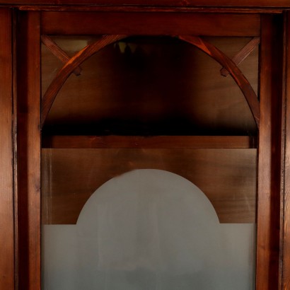 DISPLAY CASE (three doors), Walnut stained fir bookcase