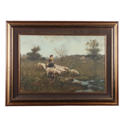 Cuadro con Paisaje con Rebaño, Pasto