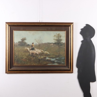 Cuadro con Paisaje con Rebaño, Pasto