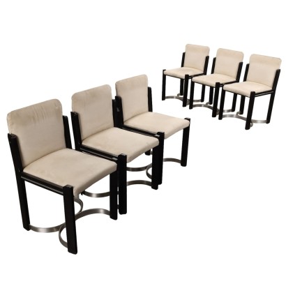 Chaises Vintage Bois Métal Tissu Italie des Années 1970