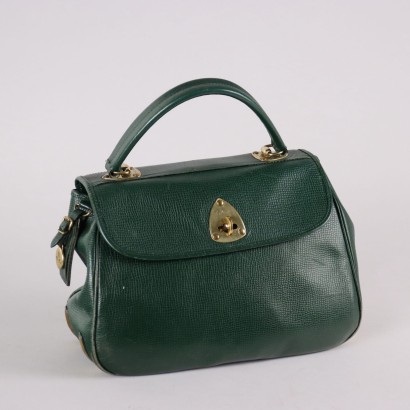 Vintage Bag Piero Guidi Green Leather Italy 1980s