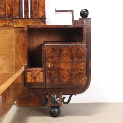 Art Deco Bed,Art Deco Bed in Walnut