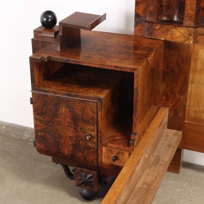 Art Deco Bed,Art Deco Bed in Walnut