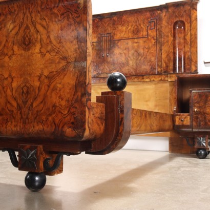 Art Deco Bed,Art Deco Bed in Walnut