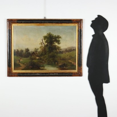 Dipinto Paesaggio con Figure