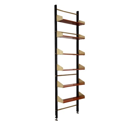 Vintage Bookcase Teak Veneer Aluminium Italy 1950s
