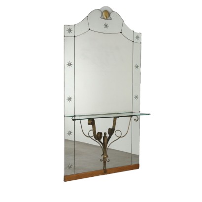 Vintage Mirror with Console Wrought Iron Italy 1950s