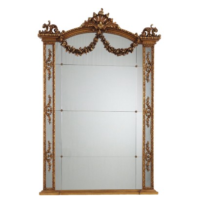Antique Mirror Neoclassical Style Carved Wood XX Century