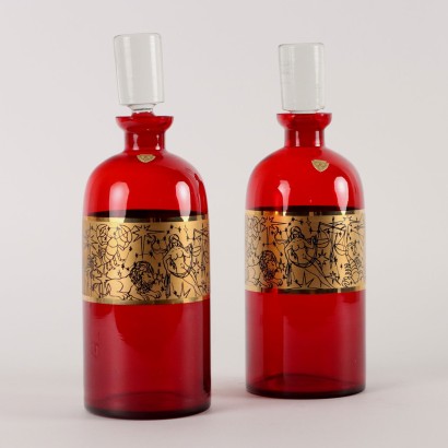 Pair of Bohemian Glass Bottles