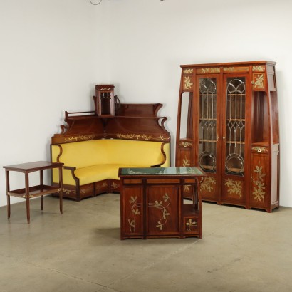 Liberty Coffee Table, Liberty Coffee Table in Mahogany and Brass In